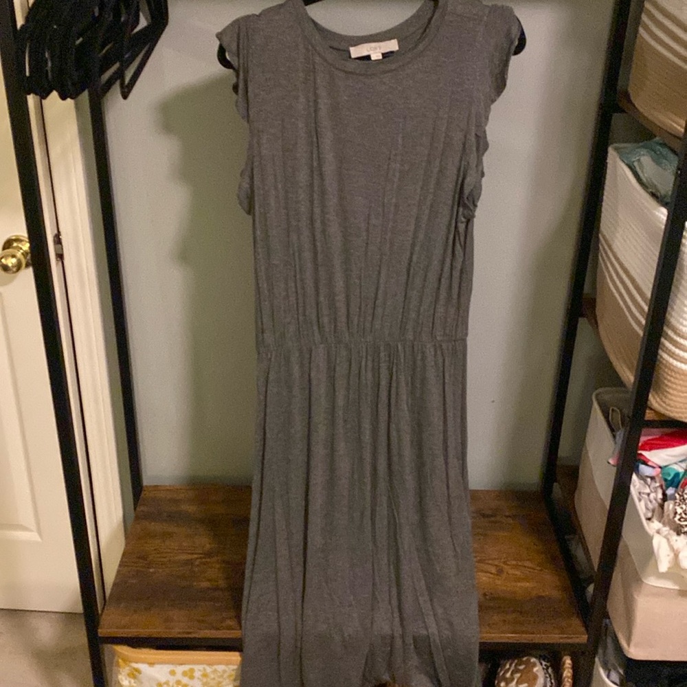 LOFT size L ruffle sleeve t-shirt midi dress